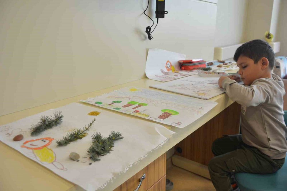 Ordu'da 7 Yaşındaki Çocuk, Tedavi Gördüğü Hastanede Yaptığı Resimlerle Sergi Açtı