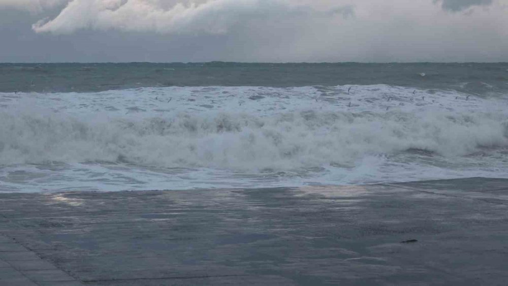 Rize’de Sabahı zor ett, , bir yandan kar , bir yandan fırtına