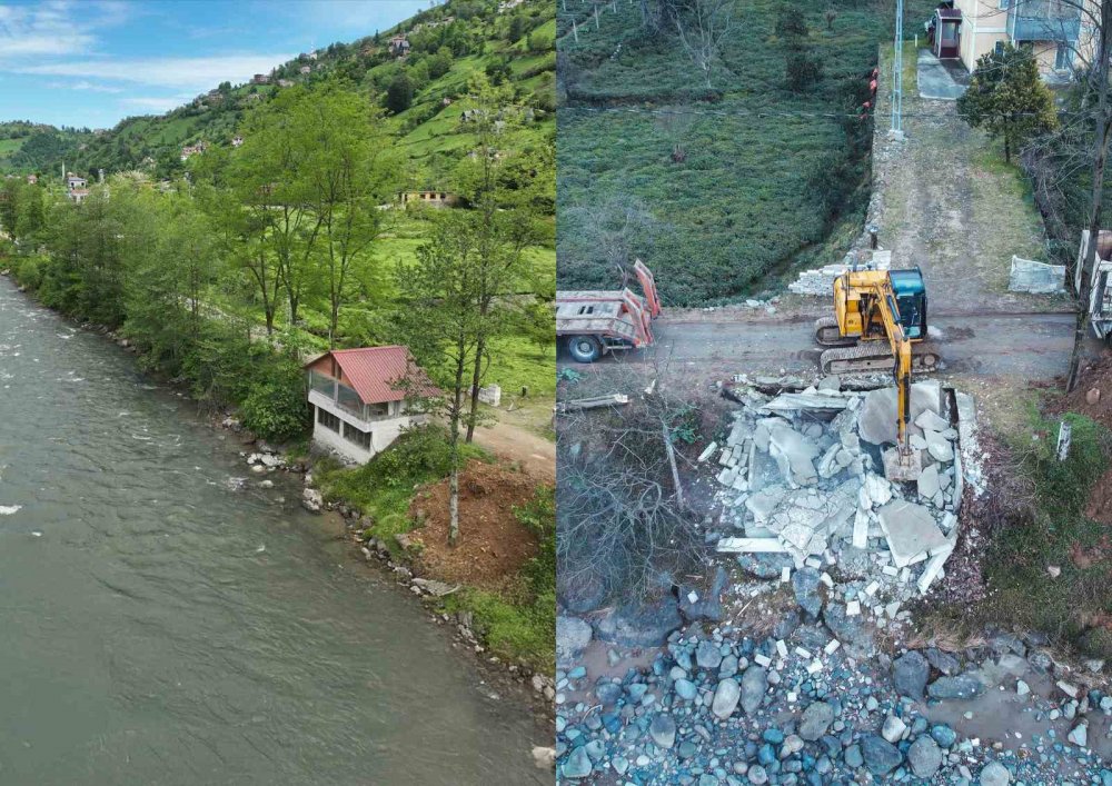 Rize'de o yapılar yıkılıyor