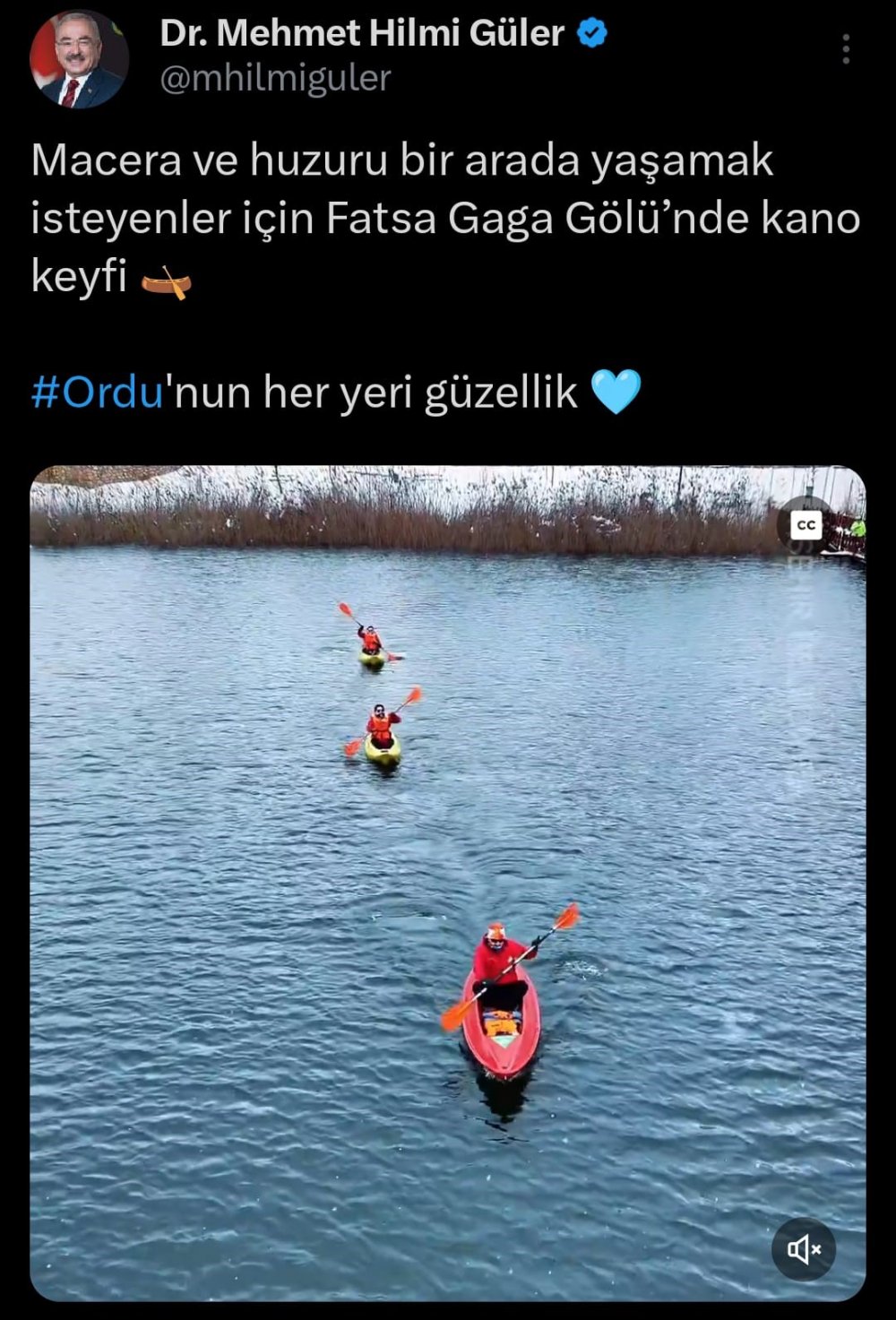 Beyaza Bürünen Fatsa Gaga Gölü, Kanolarla Renklendi