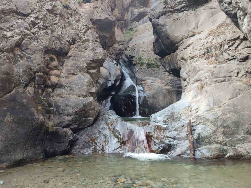 Yusufeli’nde Sıcak Havadan Bunalan Gençler ’ayı Hamamı’nda Serinliyor