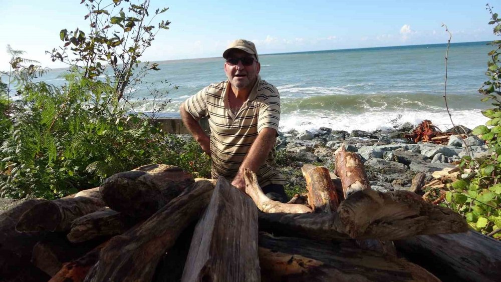 Rize’de Derelerin Taşıdığı Odunlar Vatandaşların Kışlık Yakacağı Oldu