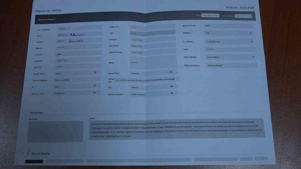 CİMER’e Bu Kez Teşekkür: Genç Hastadan Doktoruna Anlamlı Mesaj