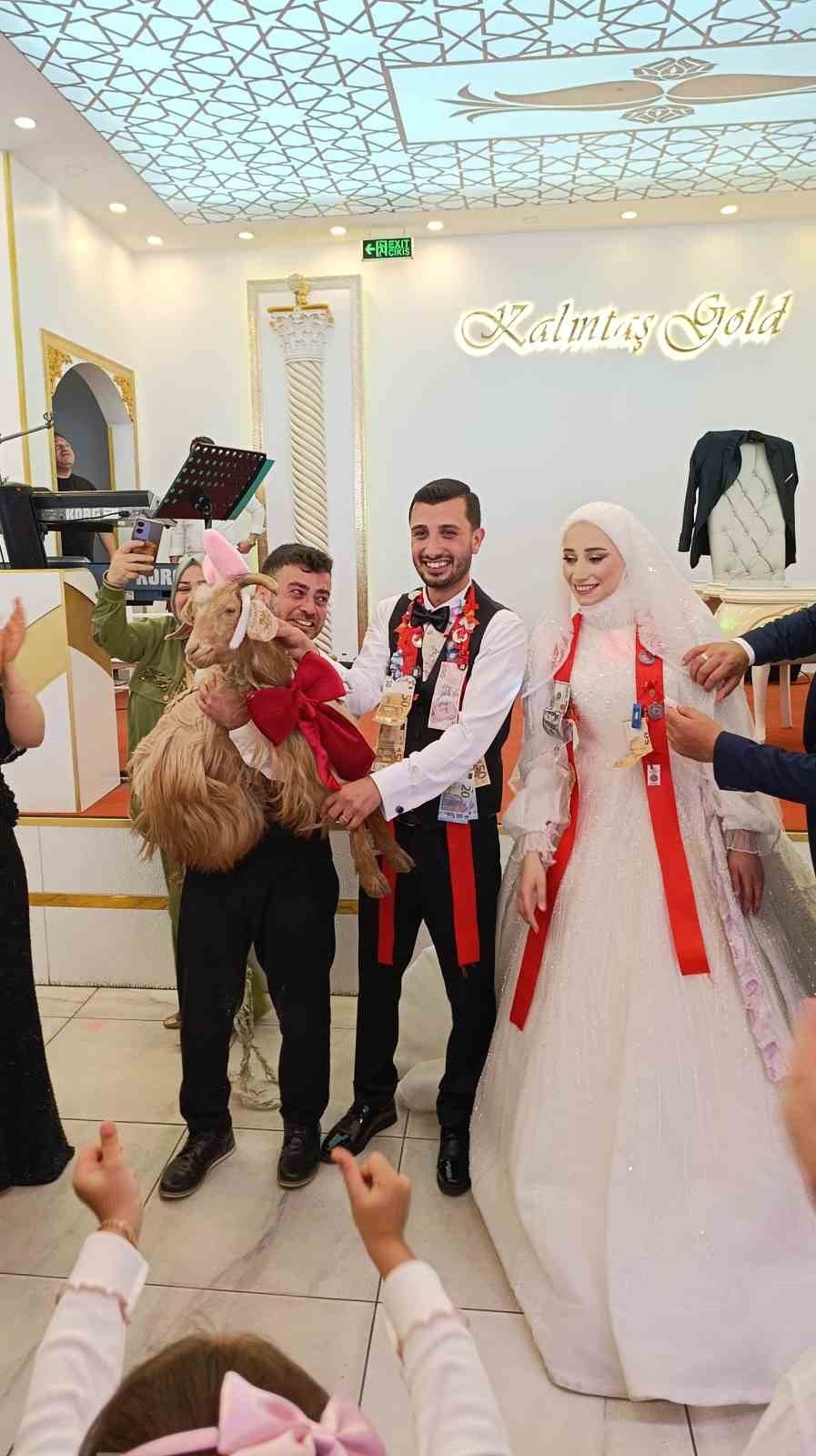 Trabzon’daki Düğünde Takı Törenine Keçi Damga Vurdu