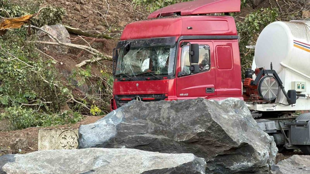 Artvin Hopa’da Facia! Dev Kaya Parçaları Tır Parkına Düştü: 1 Kişi Hayatını Kaybetti